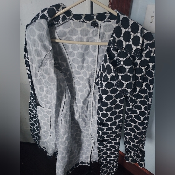 Ambition Size M Black and White Polka-dot Trench - Picture 5 of 6